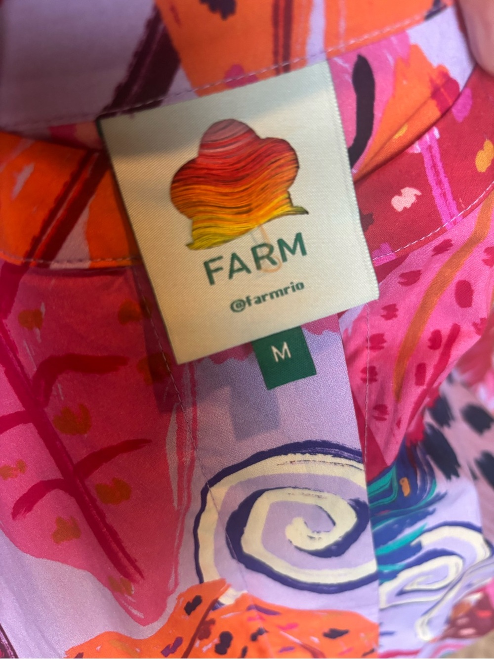 Farm Rio Size M Vibrant Pink & Orange Floral Midi Dress - Picture 3 of 8